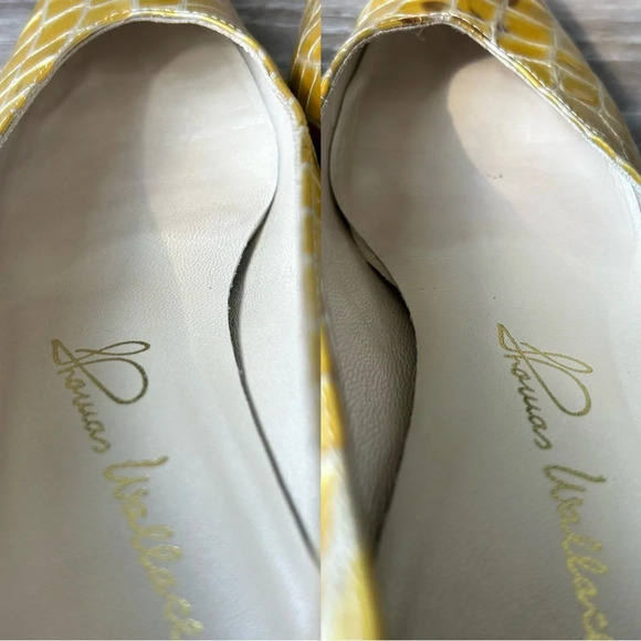 Vintage Thomas Wallace Yellow Gold Croc Giraffe Patern Patent Leather Heels - Picture 11 of 14